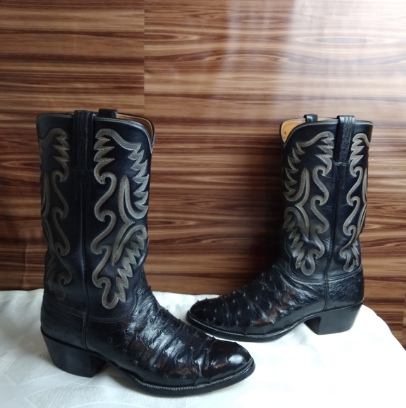 Lucchese Other - Lucchese Black Ostrich Boots Sz 10B